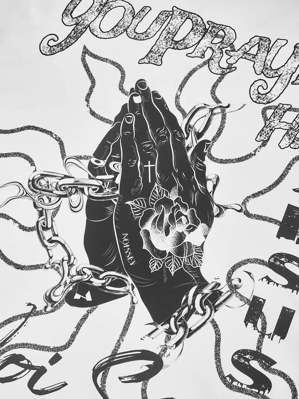 Obstacles & Dangers© Praying Hands White T-Shirt